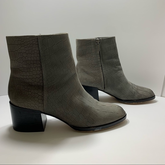 Sam Edelman Shoes - Sam Edelman Joey Booties Chunky Heel Gray Croc Print Size 6.5